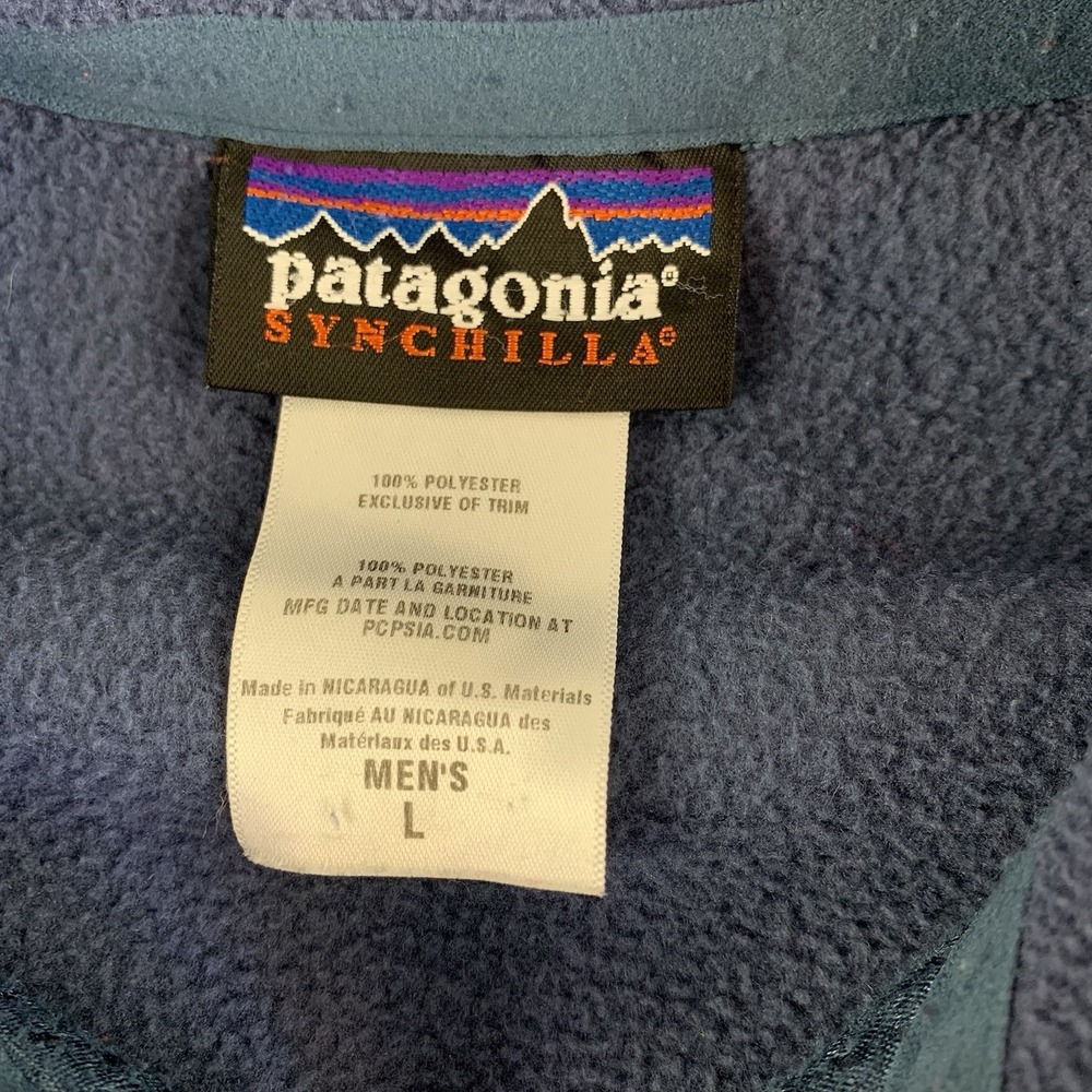 Patagonia Vest Mens Large Synchilla Fleece Full Zip Pockets Outdoor Blue - Picture 7 of 9